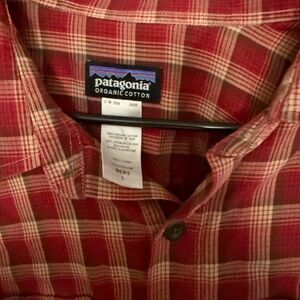 Patagonia Men’s Red and White Plaid Shirt